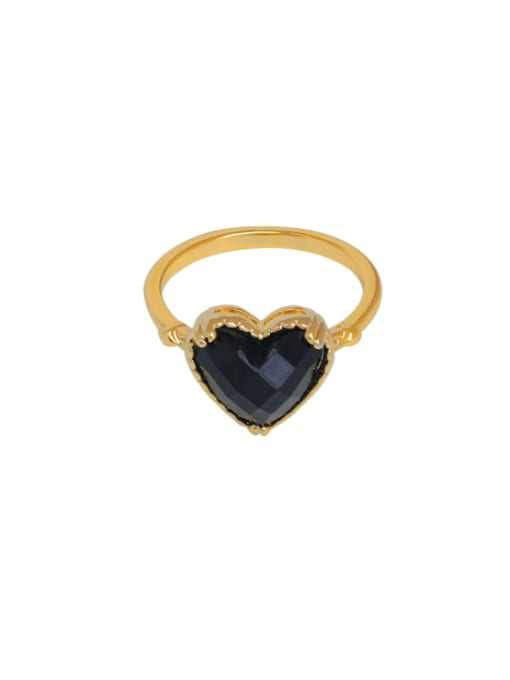 14k gold [ring] Brass Acrylic Heart Vintage Midi Ring